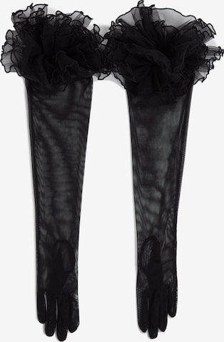 Karl Lagerfeld Sormikkaat 'SIGNATURE LONG RUFFLED' värissä musta: etupuoli