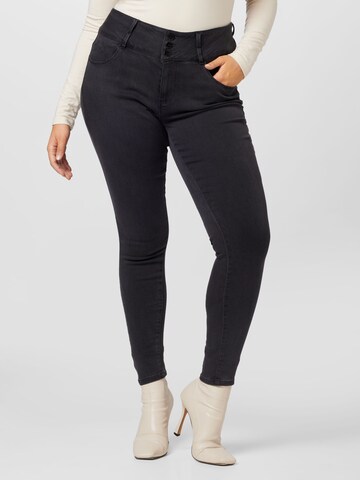 ONLY Carmakoma Skinny Jeans 'Anna' in Zwart: voorkant