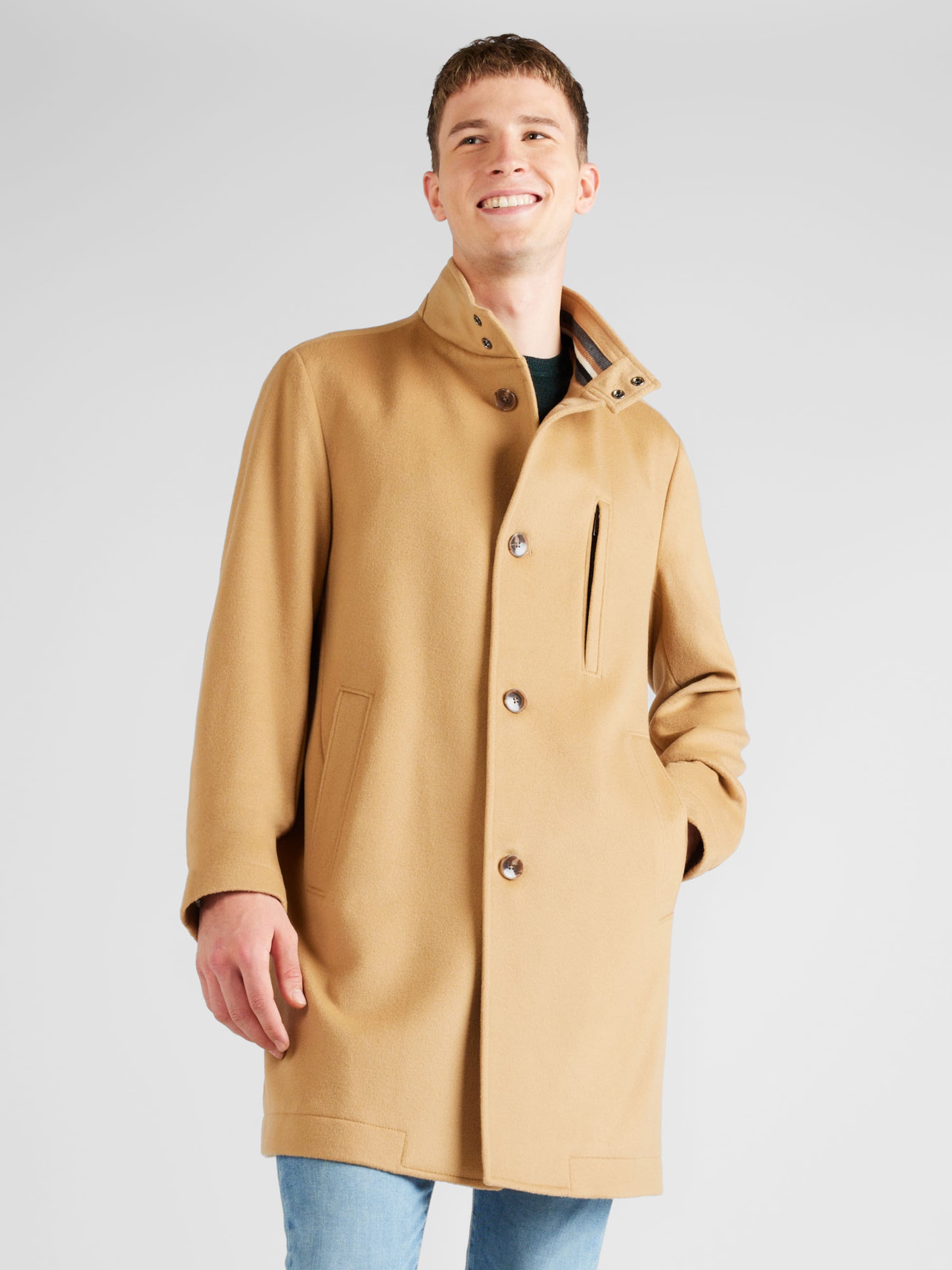 Hooded wool coat on sale mens