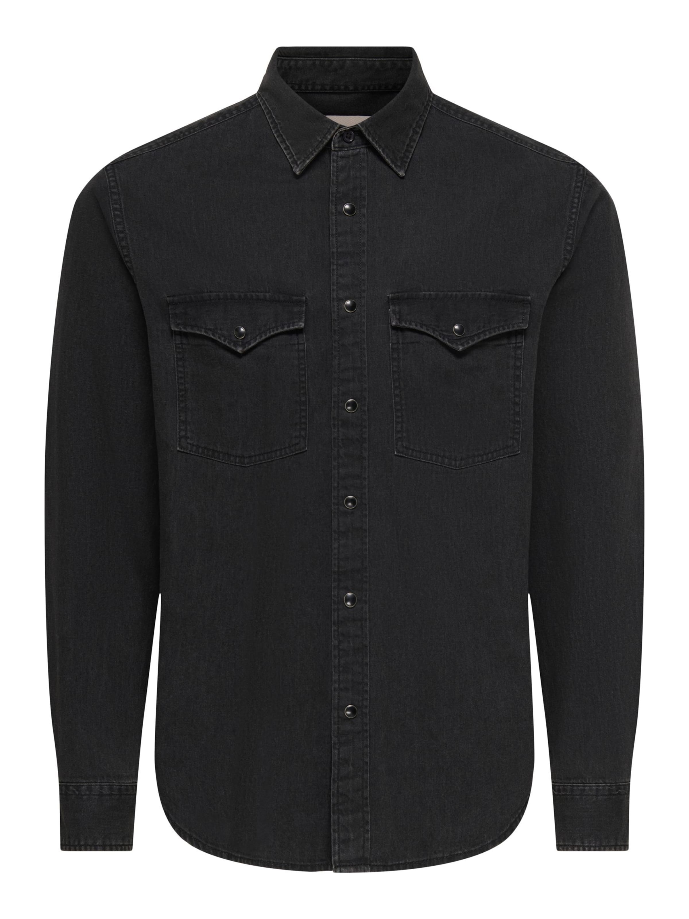 Only & Sons Button Up Shirt 'ONSRAY' in Black: front