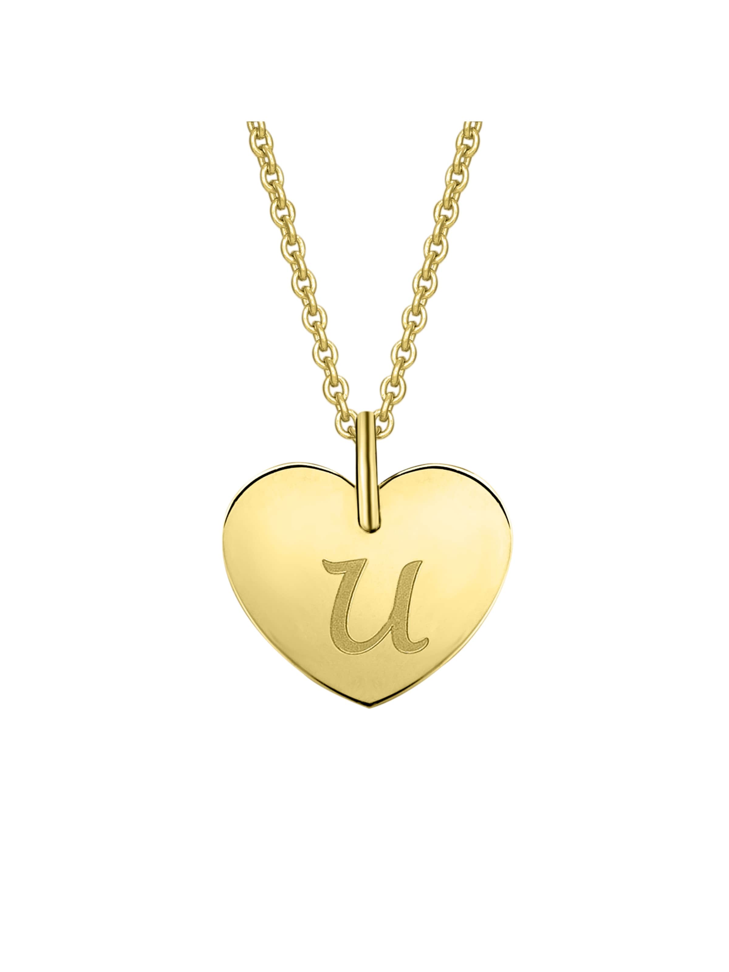 ONE ELEMENT Pendant 'Herz mit Gravur U' in Gold: front