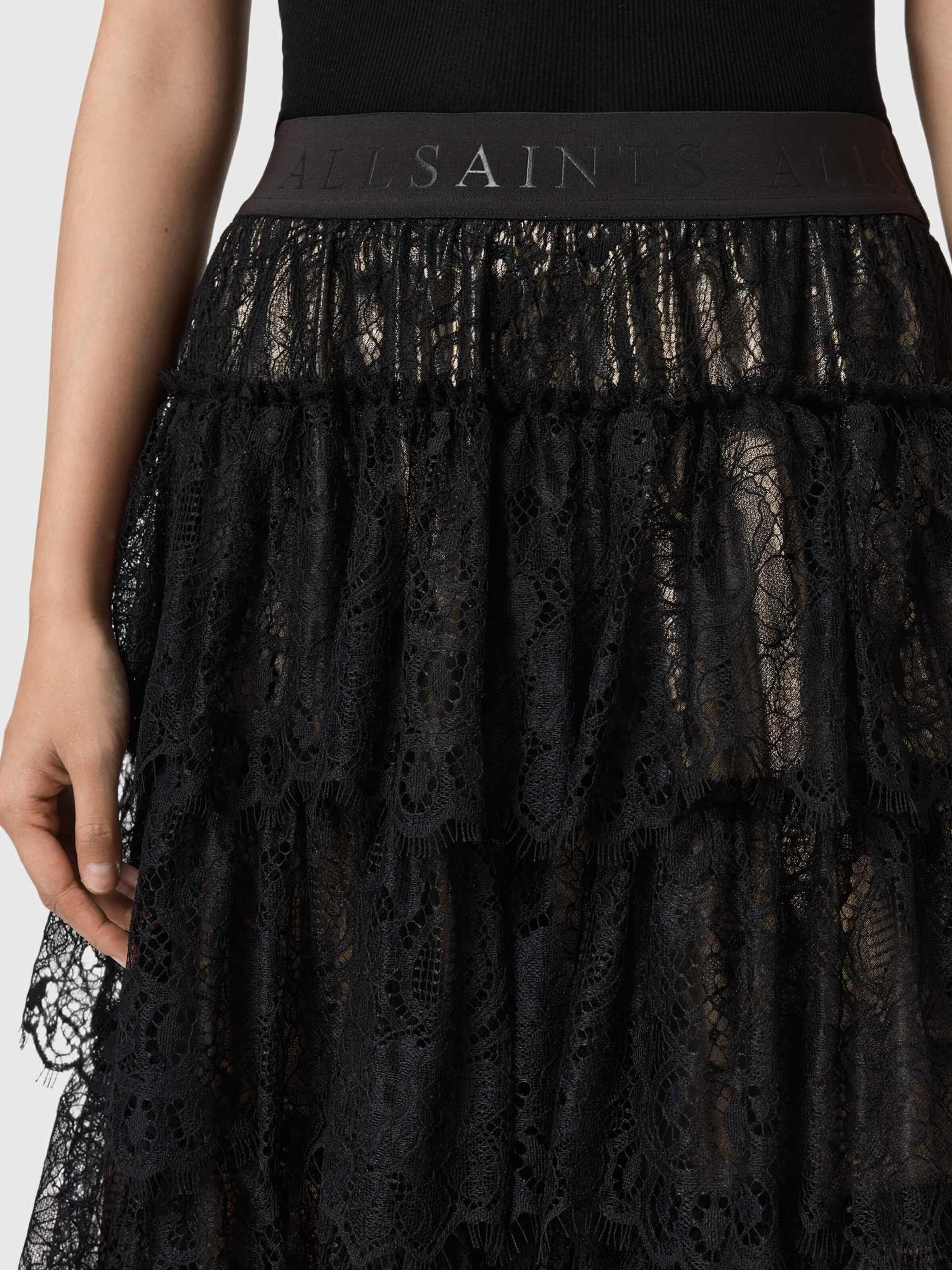 Jupe Courte En Cuir Noir AllSaints Taille 10 Zippée – Style Rétro Bohème Grunge