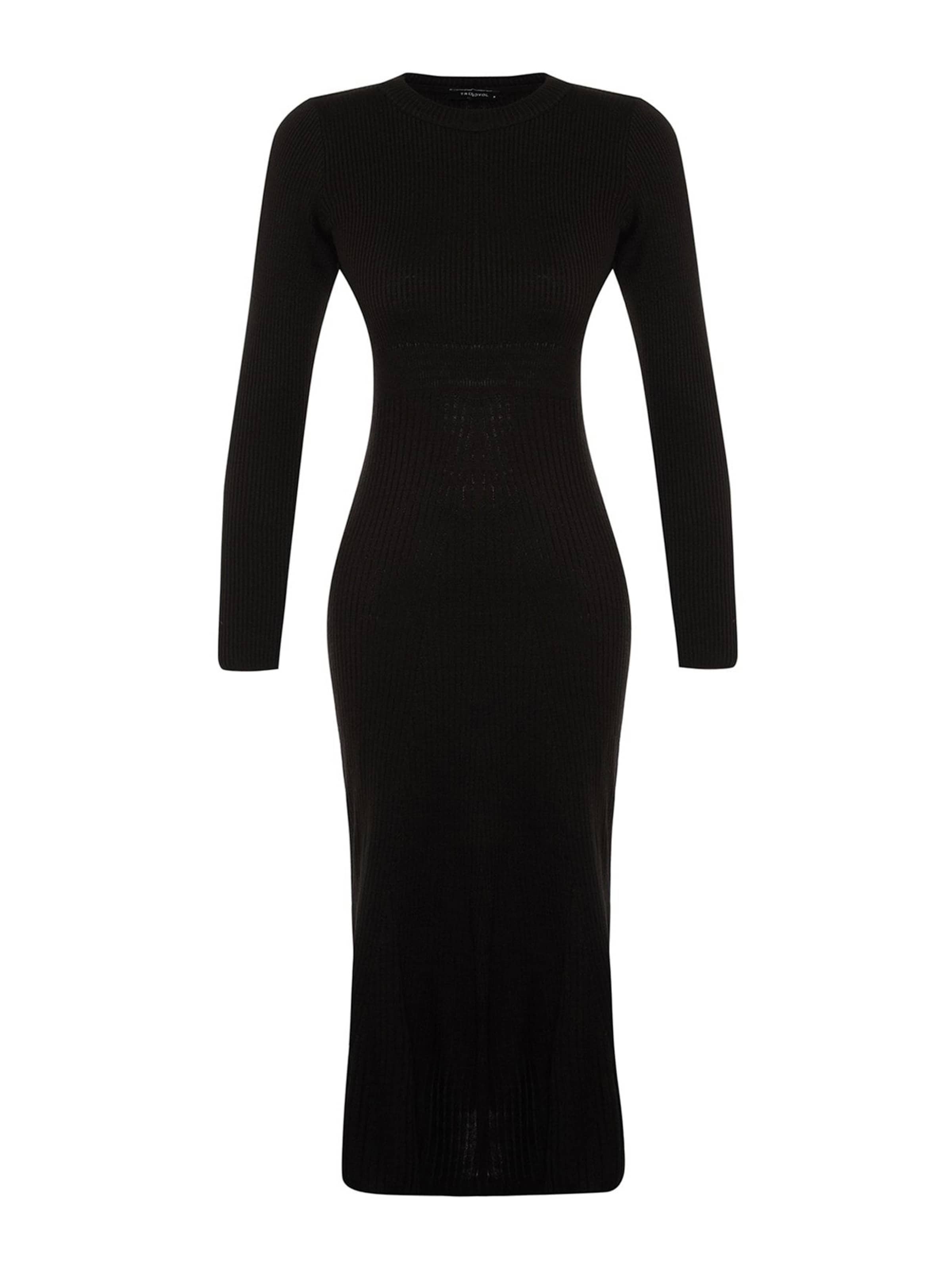 Trendyol Úpletové šaty – černá: přední strana