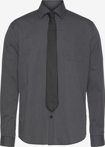 Man's World City Business EM Button Up Shirt 'CVC' in Black: front