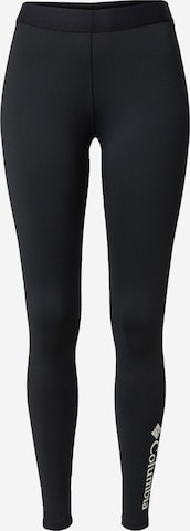 COLUMBIA Skinny Workout Pants in Black: front