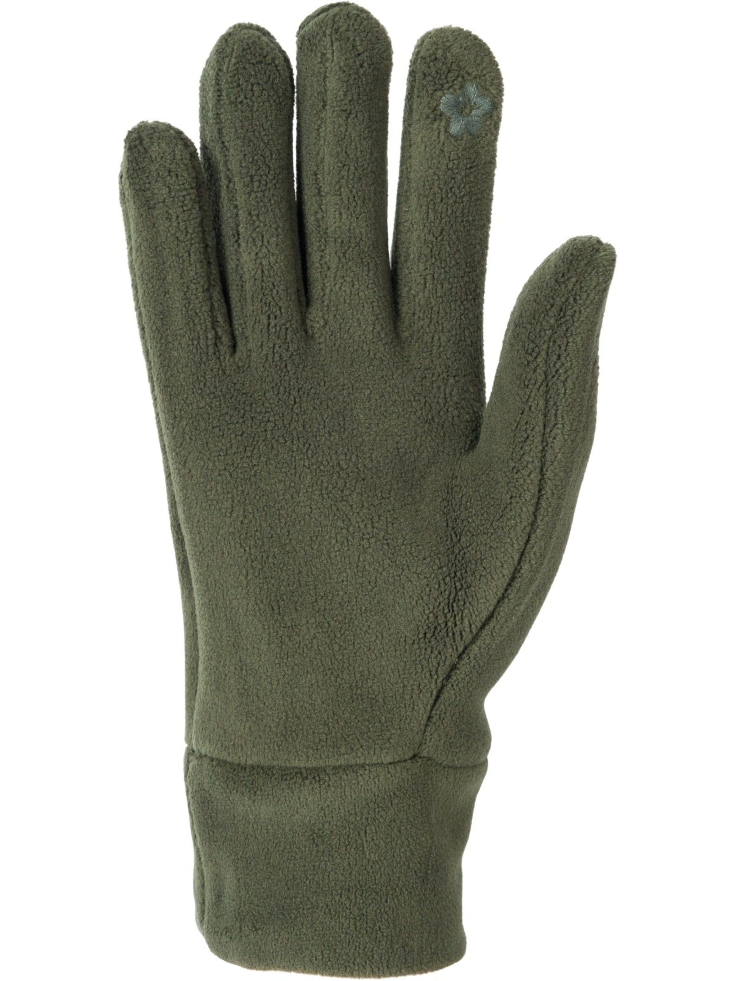 styleBREAKER Fingerhandschuhe 'Einfarbige Touchscreen Fleece Handschuhe'‌‌ in Grün