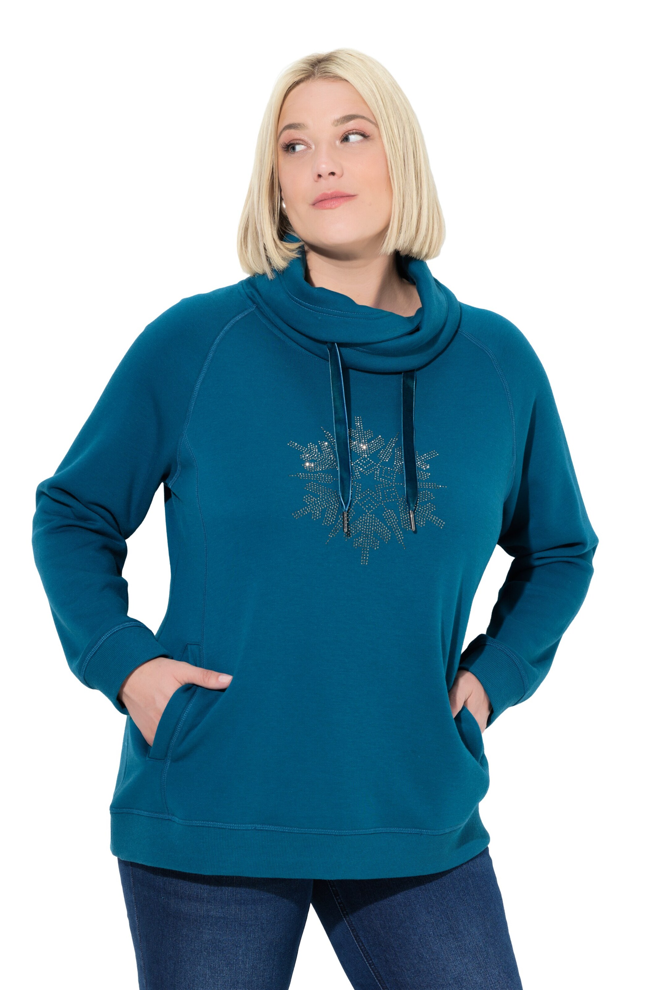 Sweat-shirt Ulla Popken en bleu : devant
