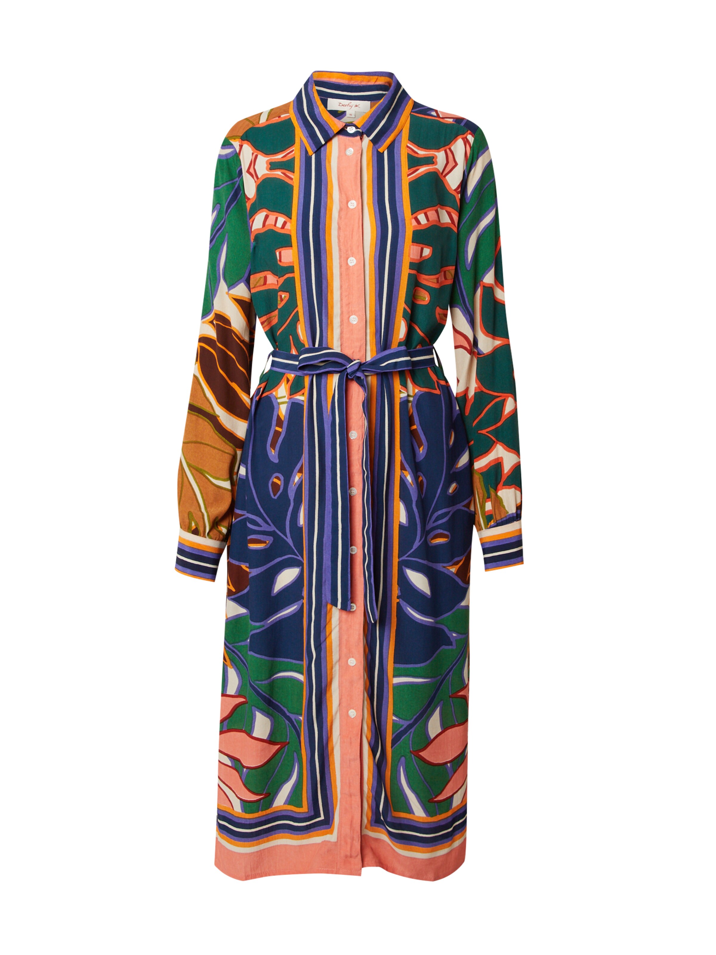 Tunique Fille Derhy Kids 4/6 Ans (5 Ans) – Marron Orange, Broderies Fleurs, Manches Longues