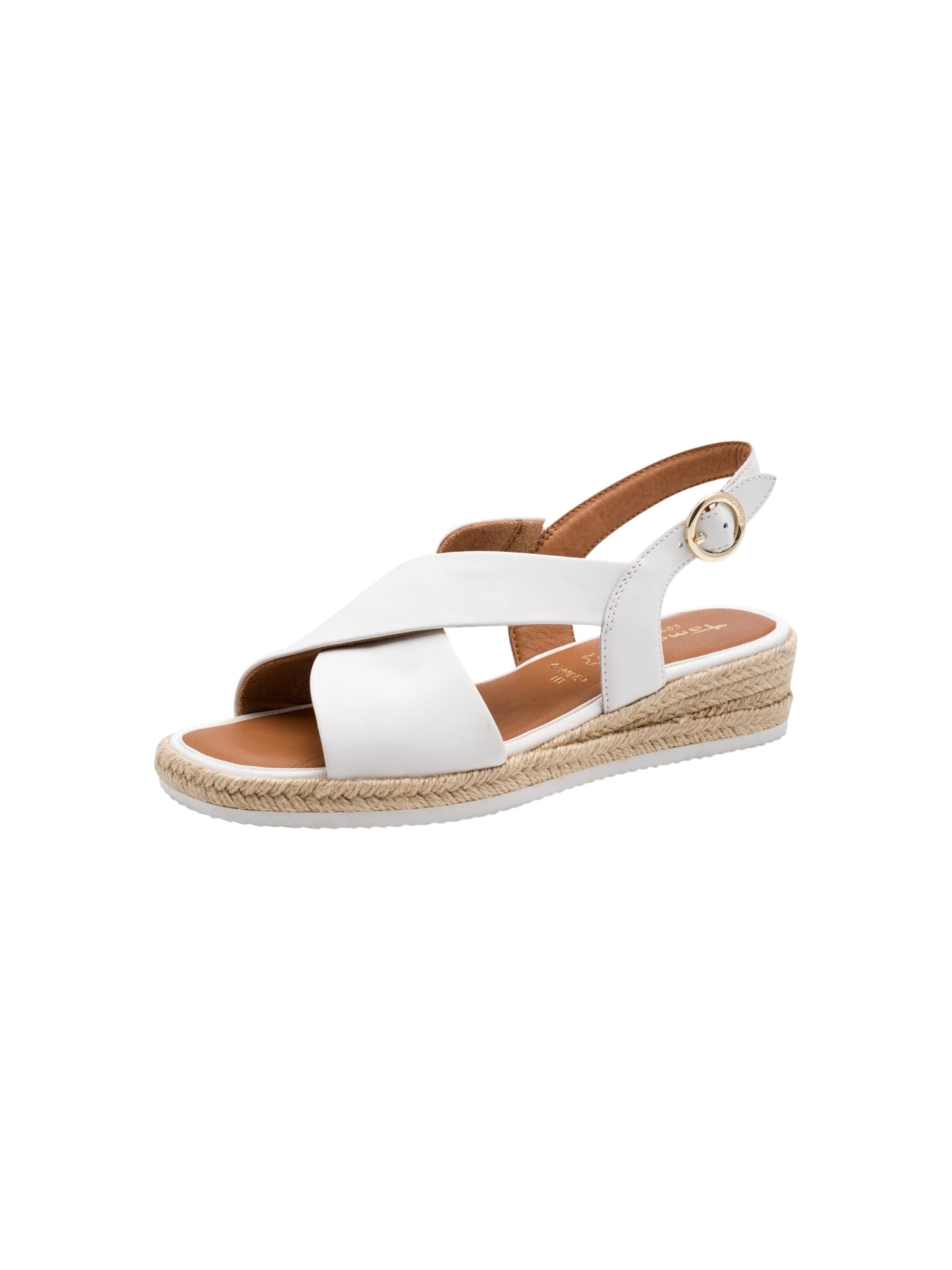 Tamaris Sandaal 'Ledersandalen mit Keilabsatz – Comfort' in Wit: voorkant