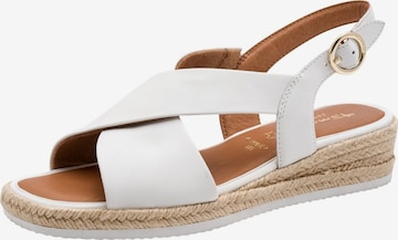 Tamaris Sandaal 'Ledersandalen mit Keilabsatz – Comfort' in Wit: voorkant