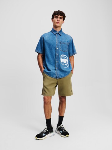 Karl Lagerfeld Comfort fit Button Up Shirt 'Ikon' in Blue