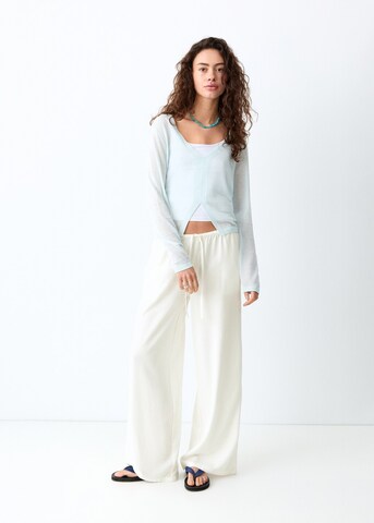 MANGO TEEN Wide leg Pants 'Linenpo' in White: front