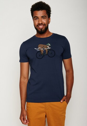 GREENBOMB Shirt 'Animal Finish Sloth' in Blue: front