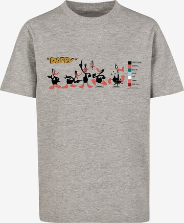 F4NT4STIC Shirt 'Looney Tunes Daffy Duck Colour Code' in Grijs: voorkant