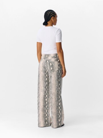 OBJECT Wide leg Jeans 'OBJWESTI' in Beige