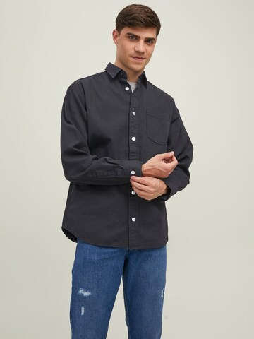 JACK & JONES Comfort Fit Hemd in Schwarz: Vorderseite