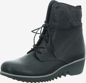 Wolky Lace-Up Ankle Boots in Black: front