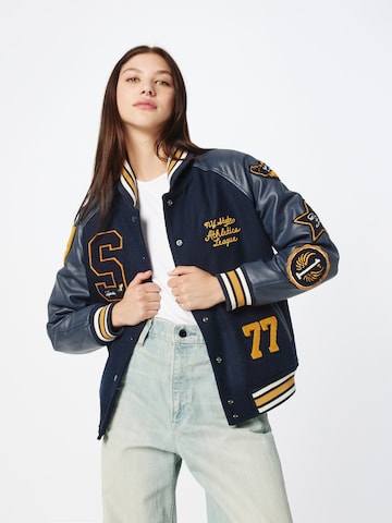 Superdry Φθινοπωρινό και ανοιξιάτικο μπουφάν σε μπλε: μπροστά