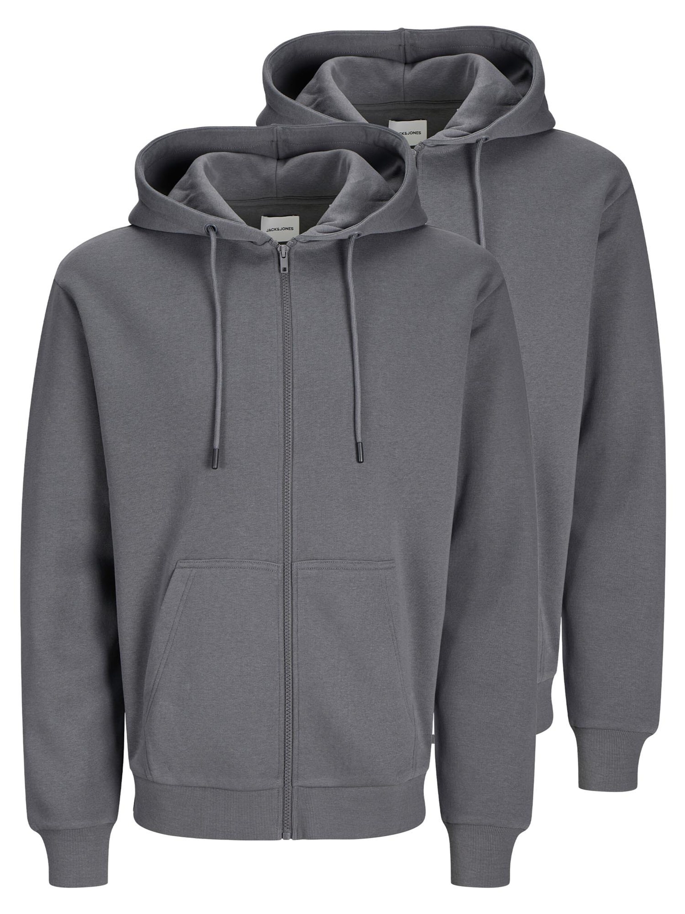 JACK & JONES Zip-Up Hoodie 'Bradley' in Grey: front