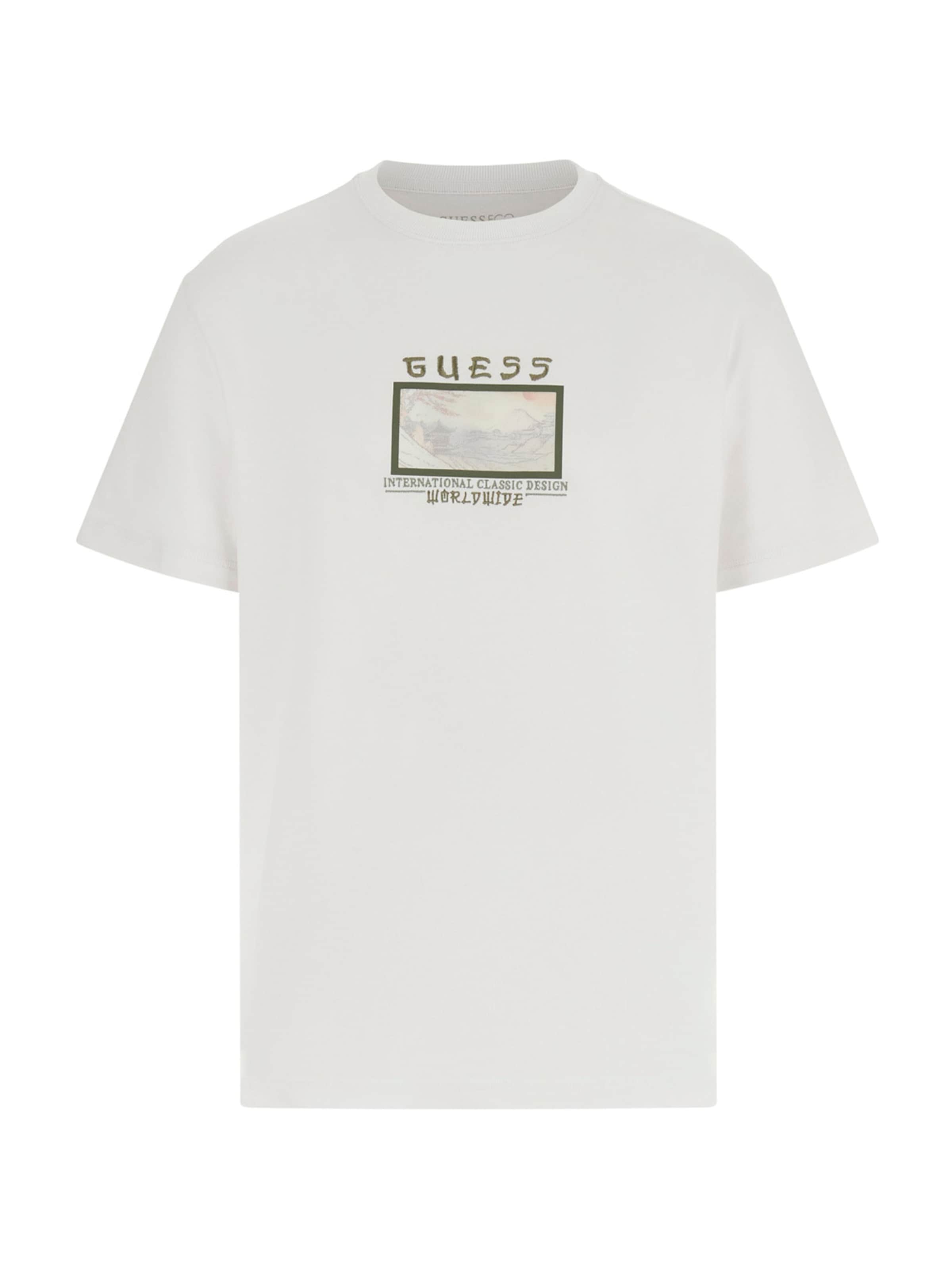 Maglietta 'JAPAN SMALL LANDSCAPE' di GUESS in bianco: frontale