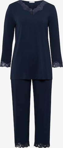 Hanro Pyjama ' Natural Elegance ' in Blauw: voorkant