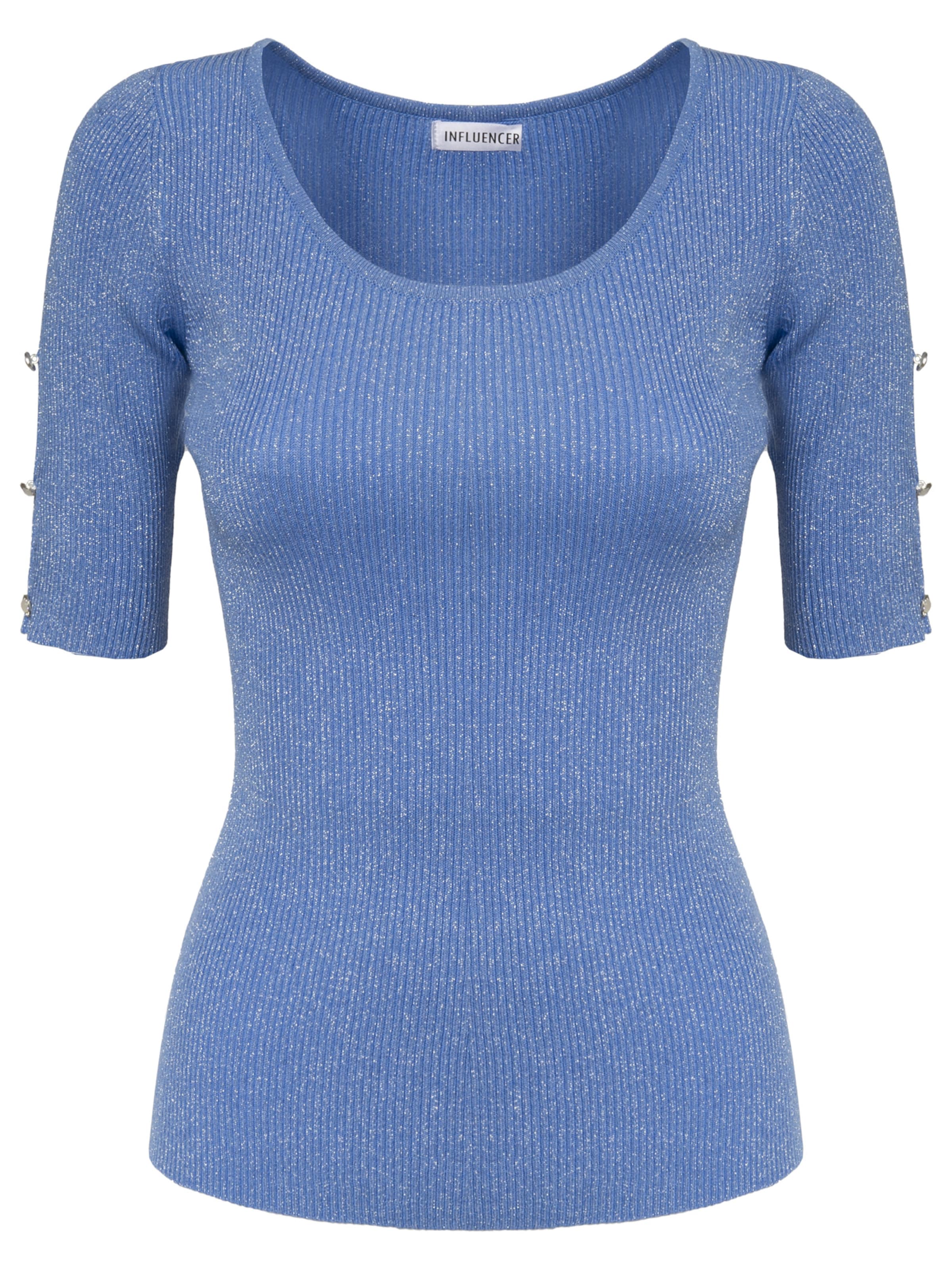 Maglietta ' Ribbed lurex pull ' di Influencer in blu: frontale