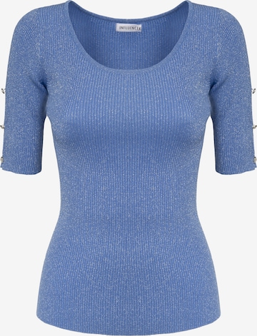 Tricou ' Ribbed lurex pull ' de la Influencer pe albastru: față