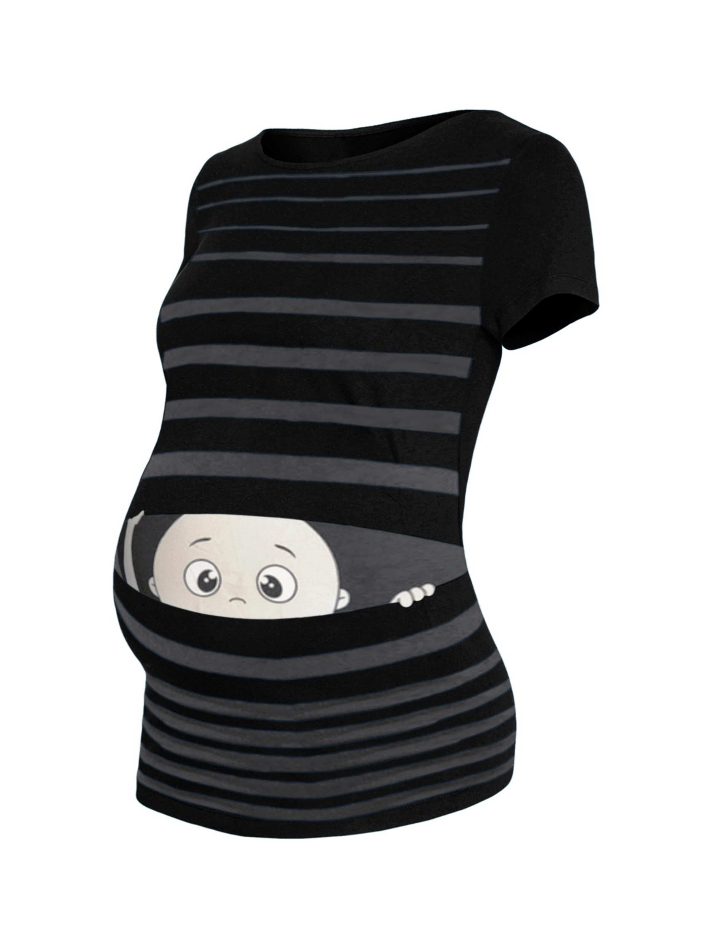 M.M.C. Shirt 'Guck Guck Umstandsshirt' in Black: front