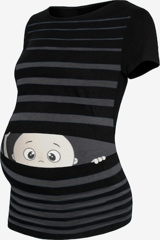 M.M.C. Shirt 'Guck Guck Umstandsshirt' in Black: front