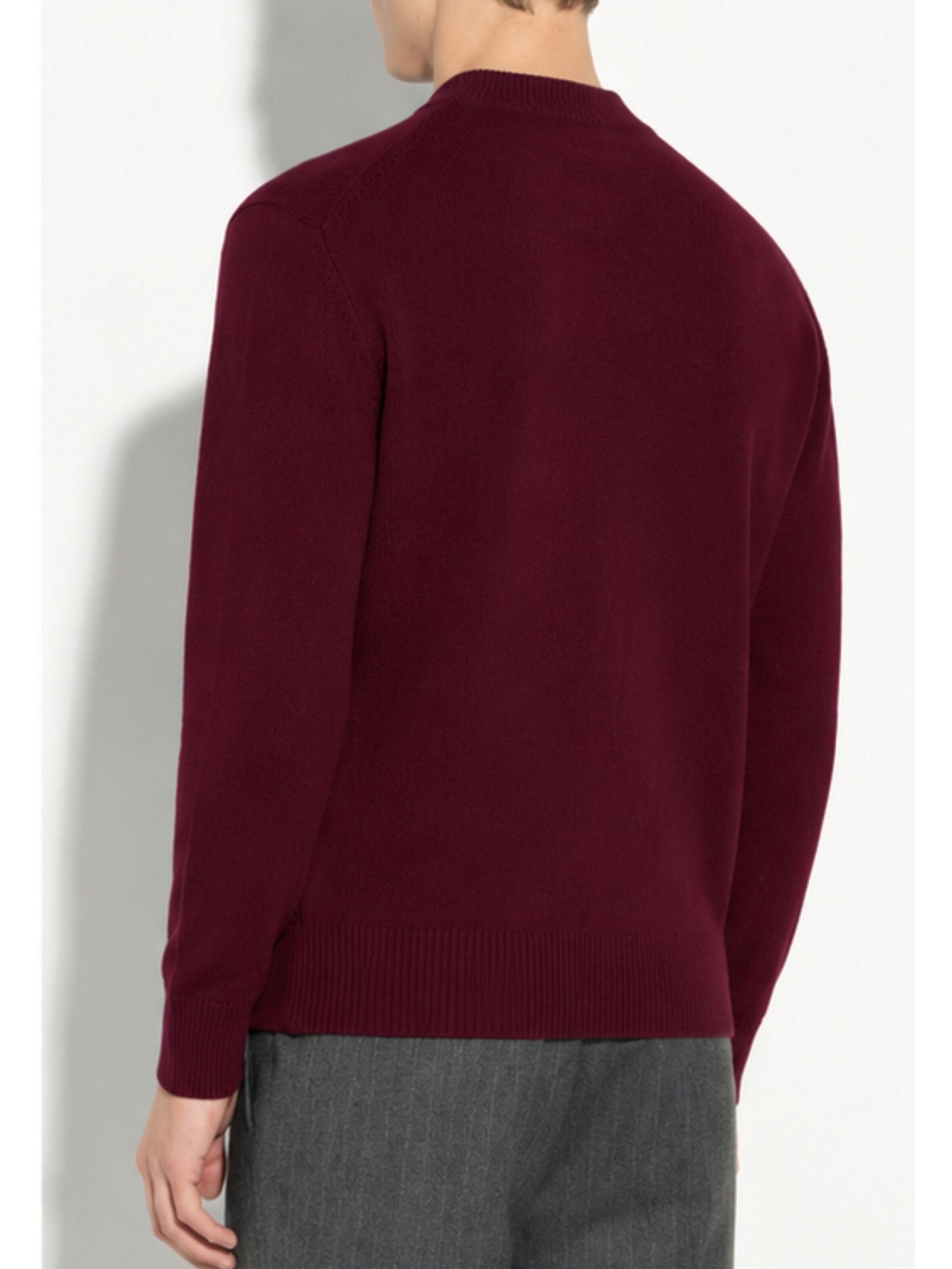 Paolo Pecora Milano Tröja 'Men's Crew Neck Sweater in 100% Virgin Merino Wool' i röd
