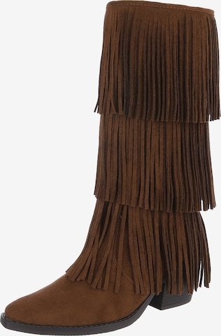 Ital-Design Cowboystiefel in Braun: Vorderseite