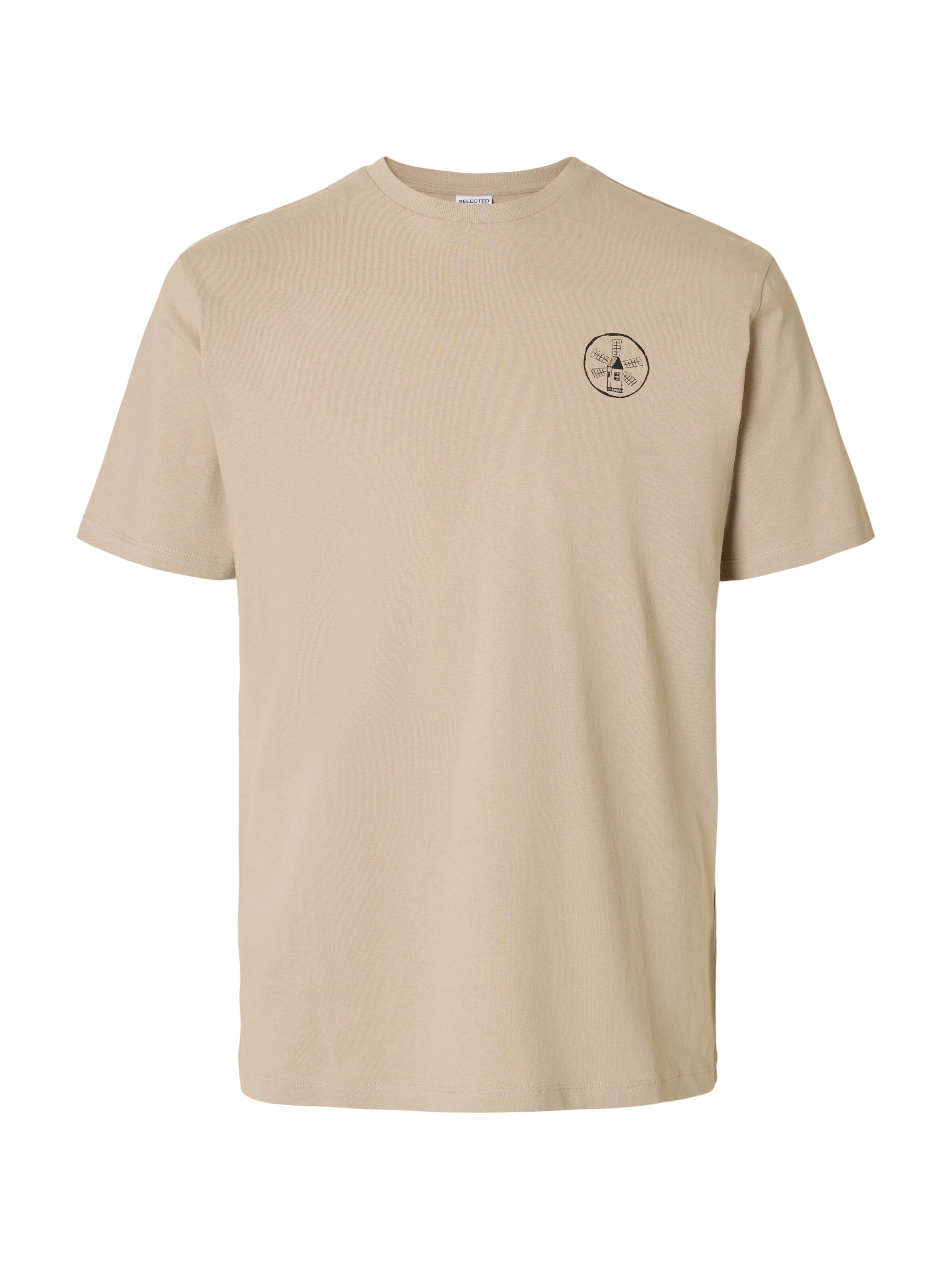 T-Shirt SELECTED en beige : devant