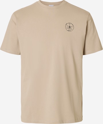 T-Shirt SELECTED en beige : devant