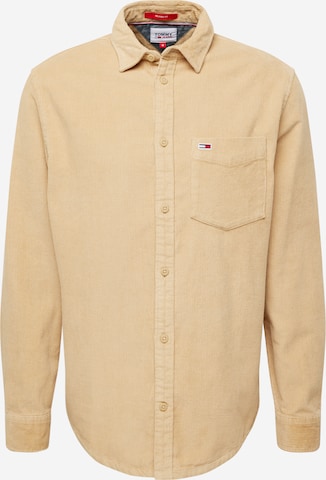 Tommy Jeans - Regular Fit Camisa em bege: frente