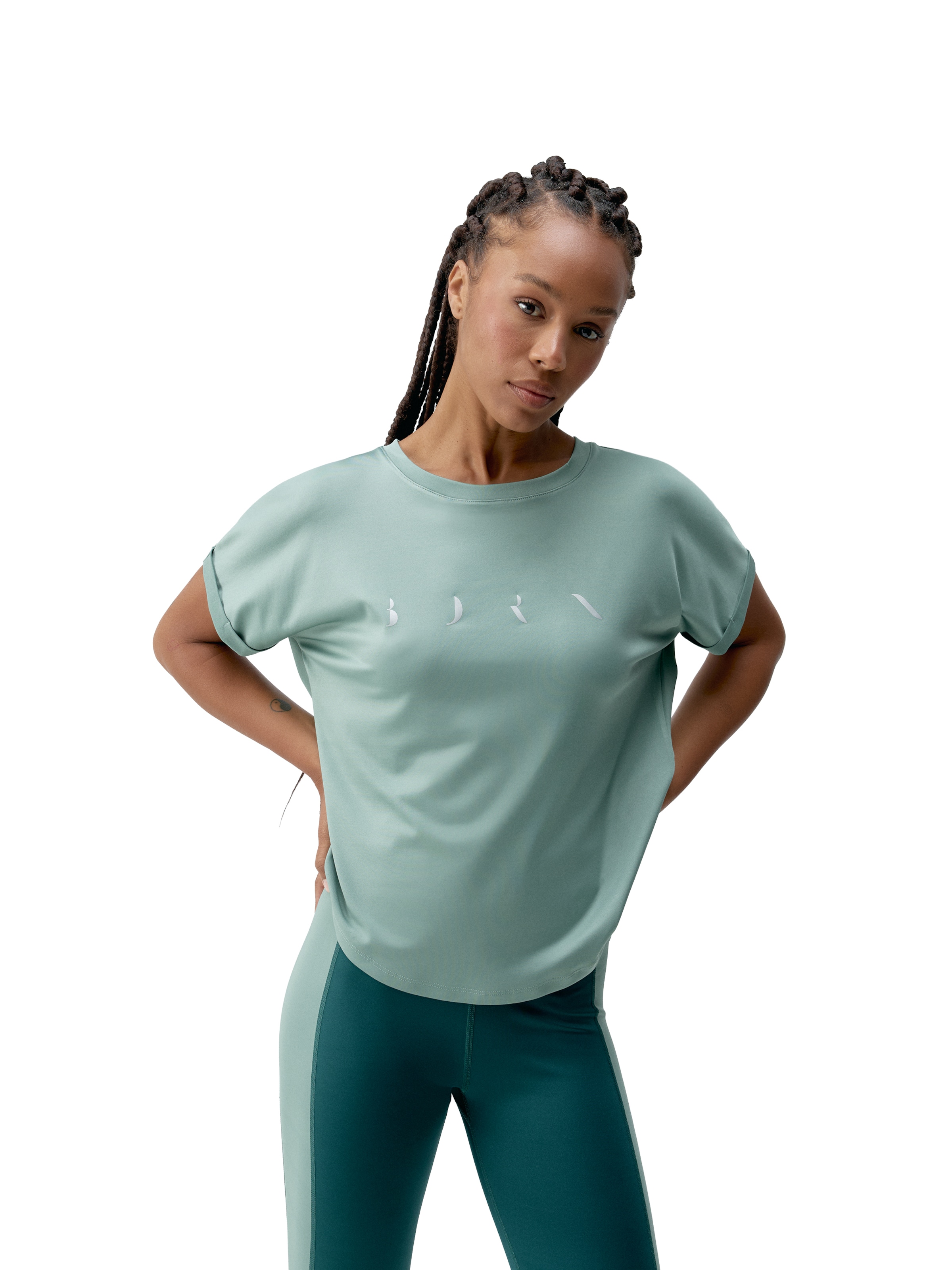 Born Living Yoga Functioneel shirt 'Azami' in Groen: voorkant