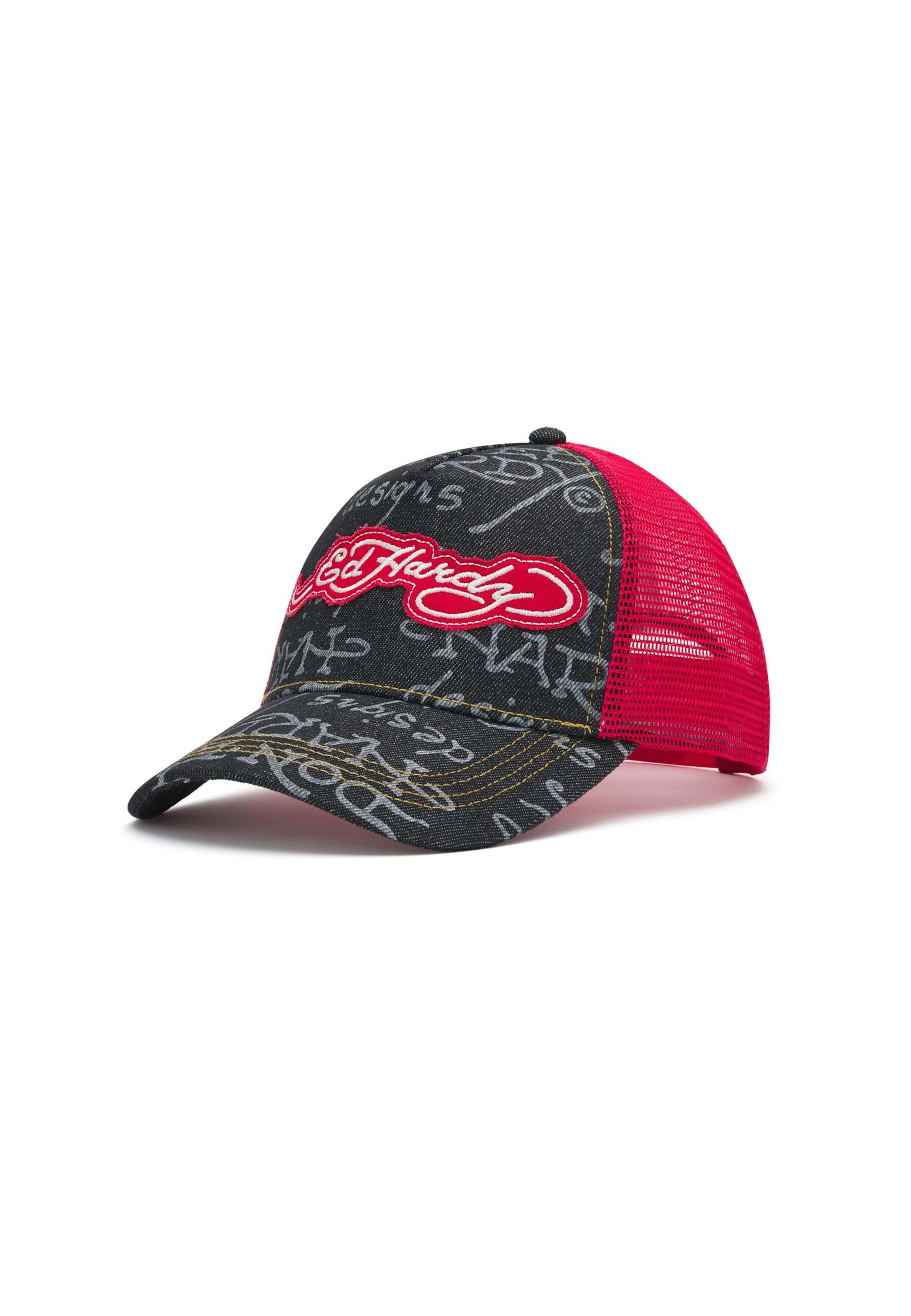 Ed Hardy Cap in Schwarz: Vorderseite