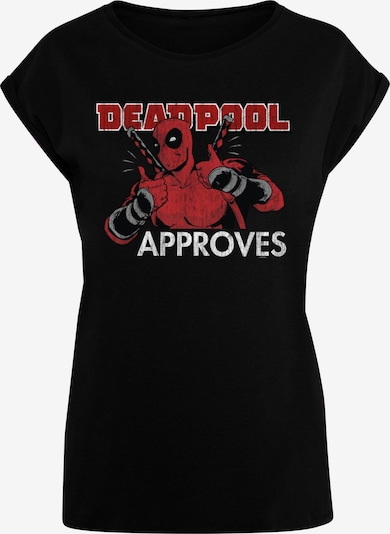 ABSOLUTE CULT T-Shirt 'Deadpool - Approves' in grau / rubinrot / schwarz / weiß, Produktansicht