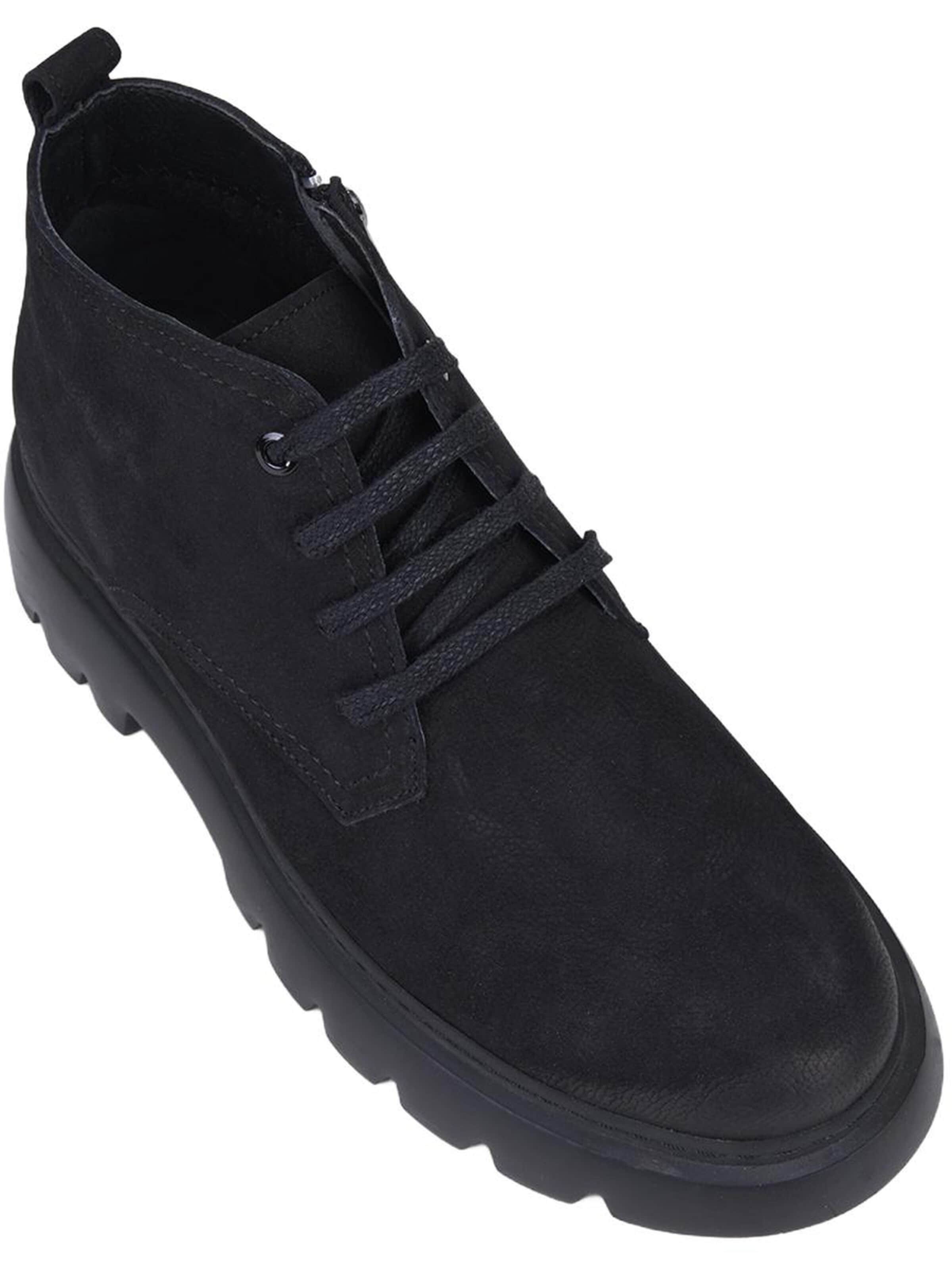Desa Boot 'DESA Herren-Ankle-Boots aus braunem Leder mit Reißverschluss und runder Zehenpartie' in Black