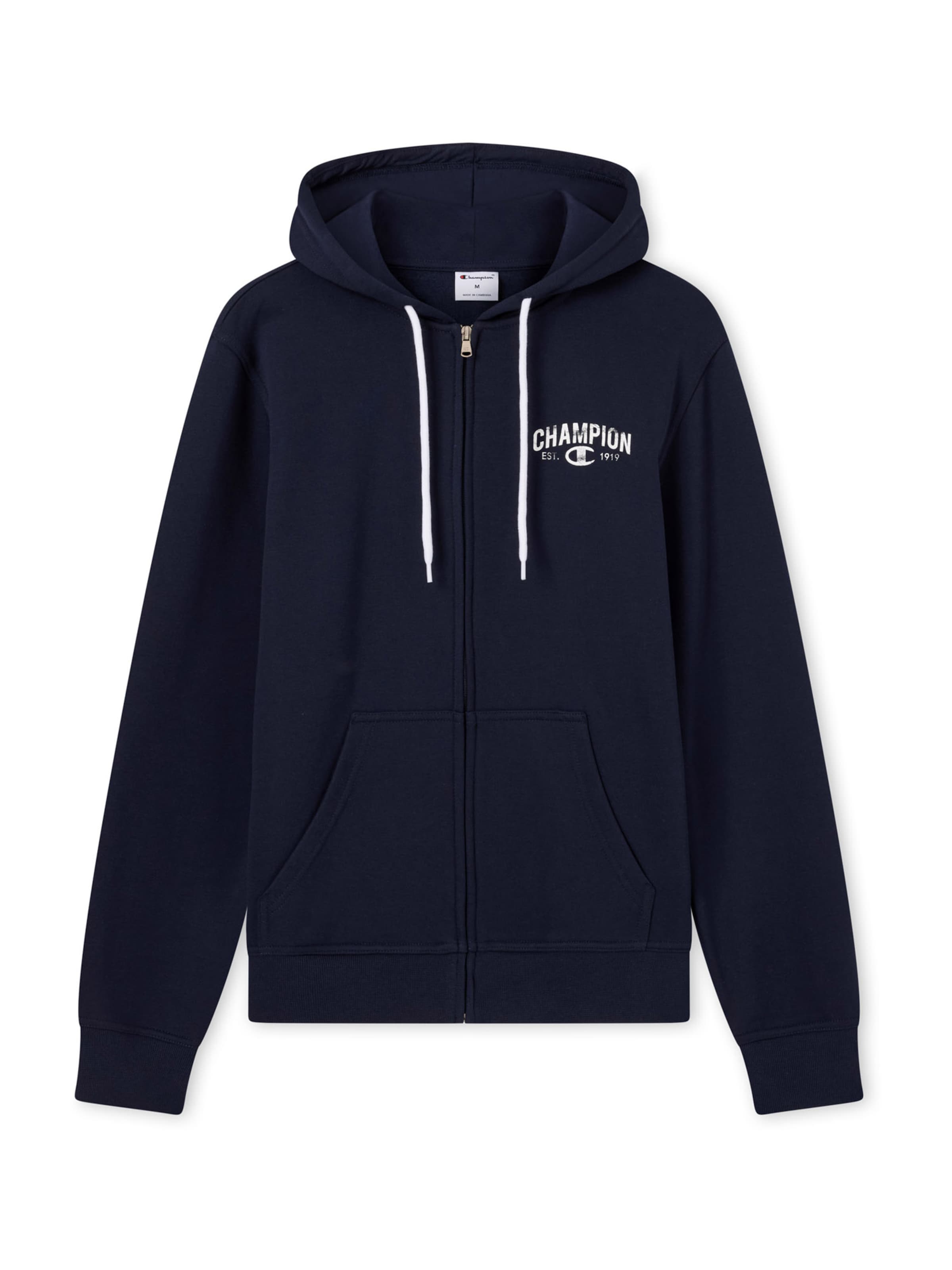 Champion - Sudadera con cremallera en azul: frente