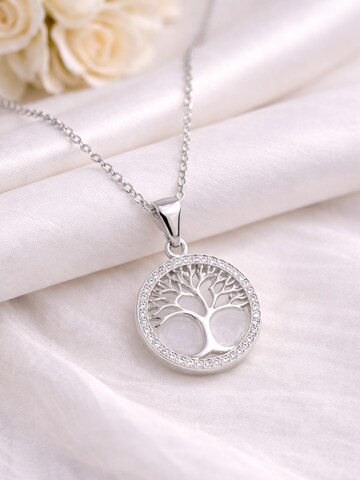 Staufergold Necklace 'Kette „Wurzelliebe“ – Lebensbaum-Anhänger mit zartem Pavé-Rand' in Silver