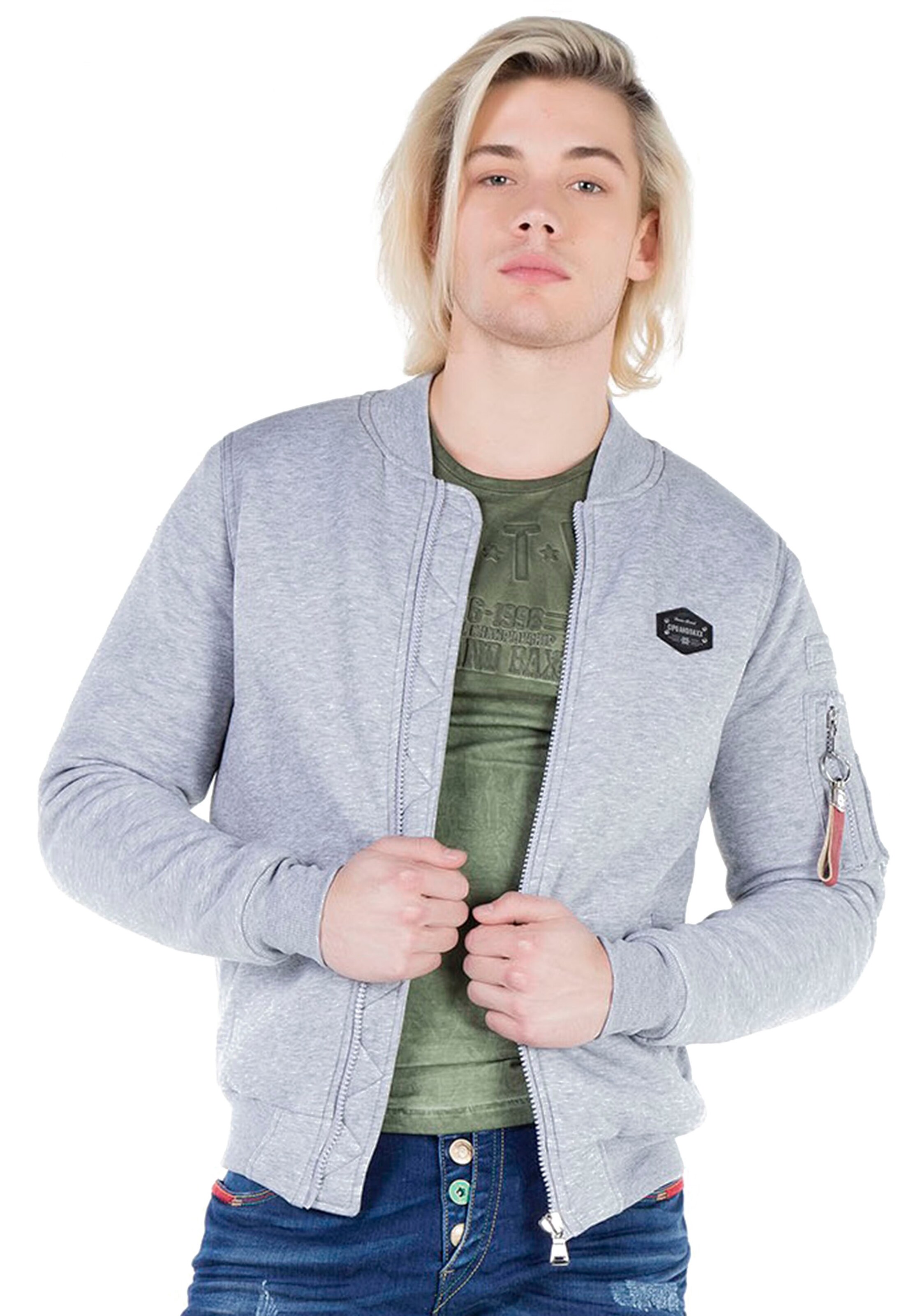 CIPO & BAXX Sweat jacket 'Bevy' in Grey: front
