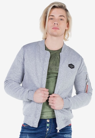 CIPO & BAXX Zip-Up Hoodie 'Bevy' in Grey: front