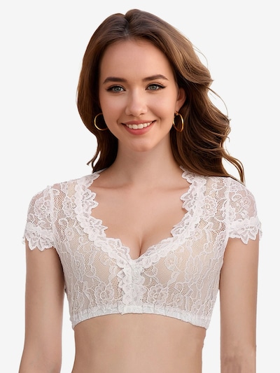KoJooin Top 'Damen-Dirndlbluse,bayerisches Oktoberfest-Kostüm,kurzärmeliges weißes Dirndlhemd,Crop-Top' in XS in White, Item view