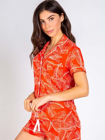 PJ Salvage Shorty Pyjama ' Red Leaves ' in Rot