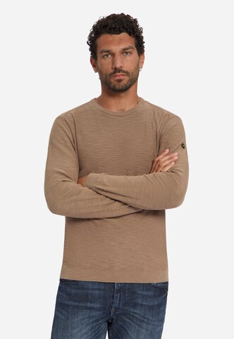 No Excess Sweater 'Slub' in Brown