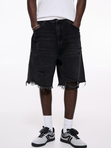 Pull&Bear Lużny krój Jeansy w kolorze czarny: przód