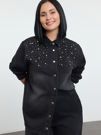 Trendyol Curve Μπλούζα σε γκρι ντένιμ / διαφανές, Άποψη προϊόντος