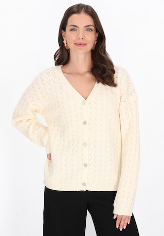 Cardigan usha BLACK LABEL en blanc : devant