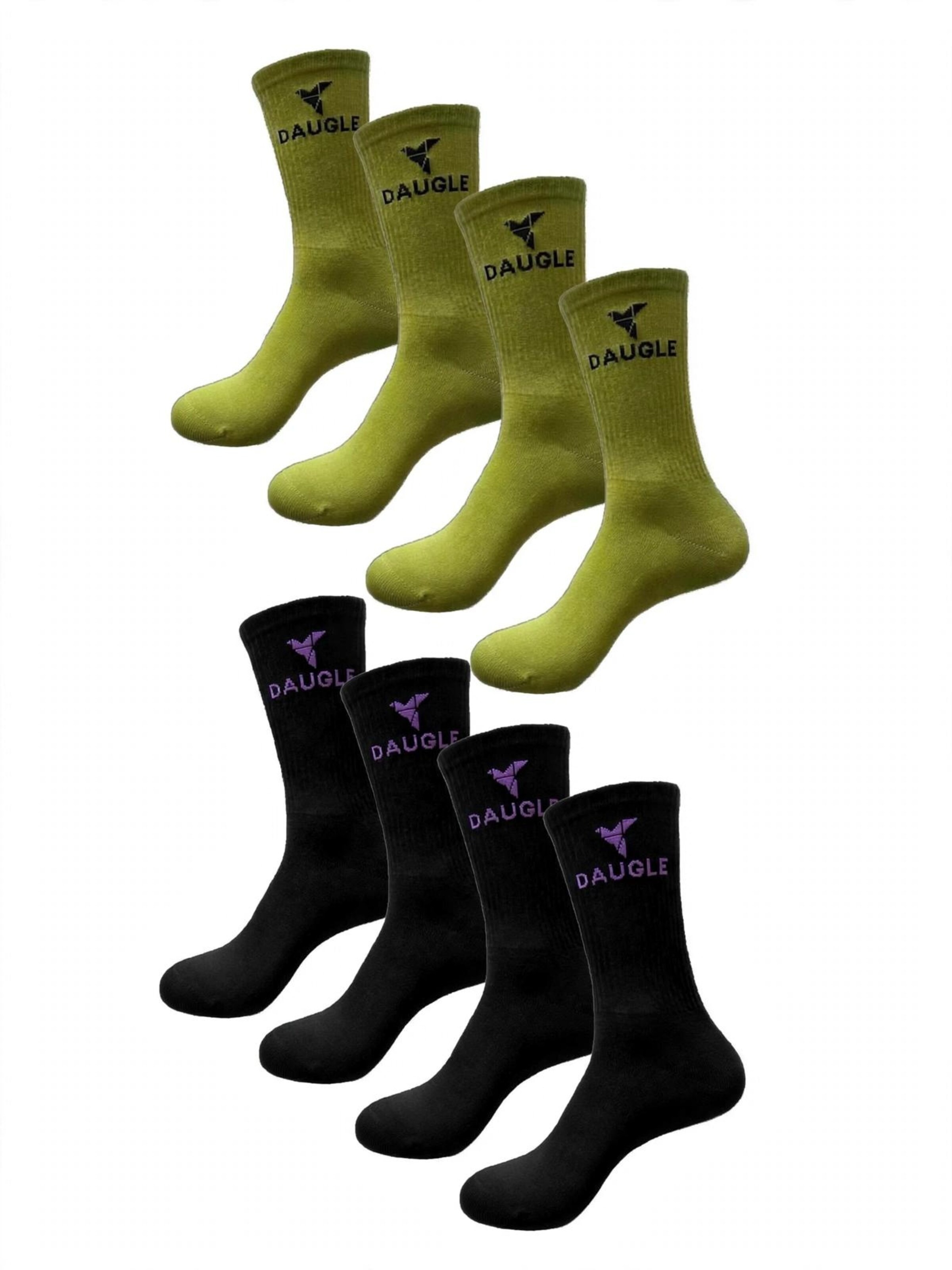 DAUGLE Športne nogavice 'Daugle Unisex Crew Socks 2-Pack (Lime, Black)' | zelena barva: sprednja stran