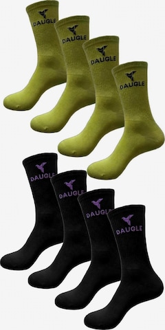 DAUGLE Sports socks 'Daugle Unisex Crew Socks 2-Pack (Lime, Black)' in Green: front